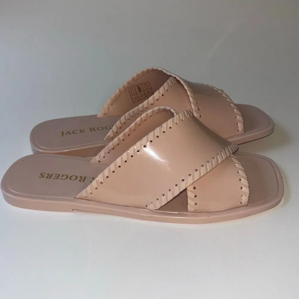 New in box Jack Rogers Sloane x Jelly criss cross sandal shoe Sz 7 pink blush